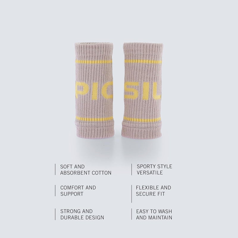 PICSIL - Cotton Sports Wristbands | Absorbent and Breathable | Ideal for Gym, Cross Training, Running and Tennis | Use with Grips | Unisex Design | - Image 3